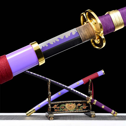 Katana Enma con fodero saya viola da One Piece, la leggendaria spada di Zoro